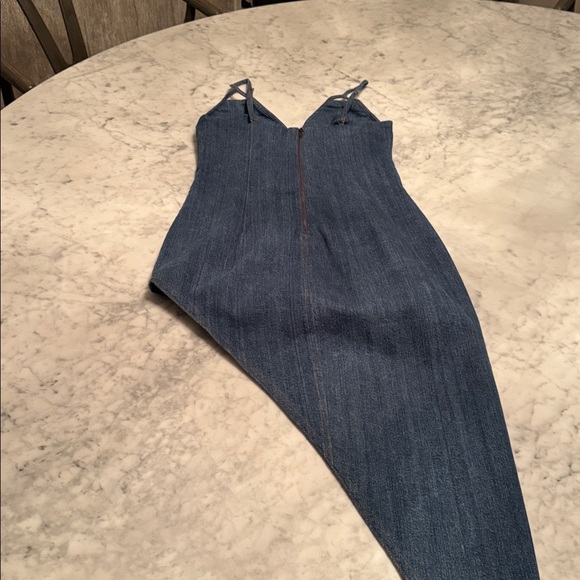 Fleur du Mal Asymmetrical Denim High Leg Dress in Denim. Worn once. - Picture 8 of 9